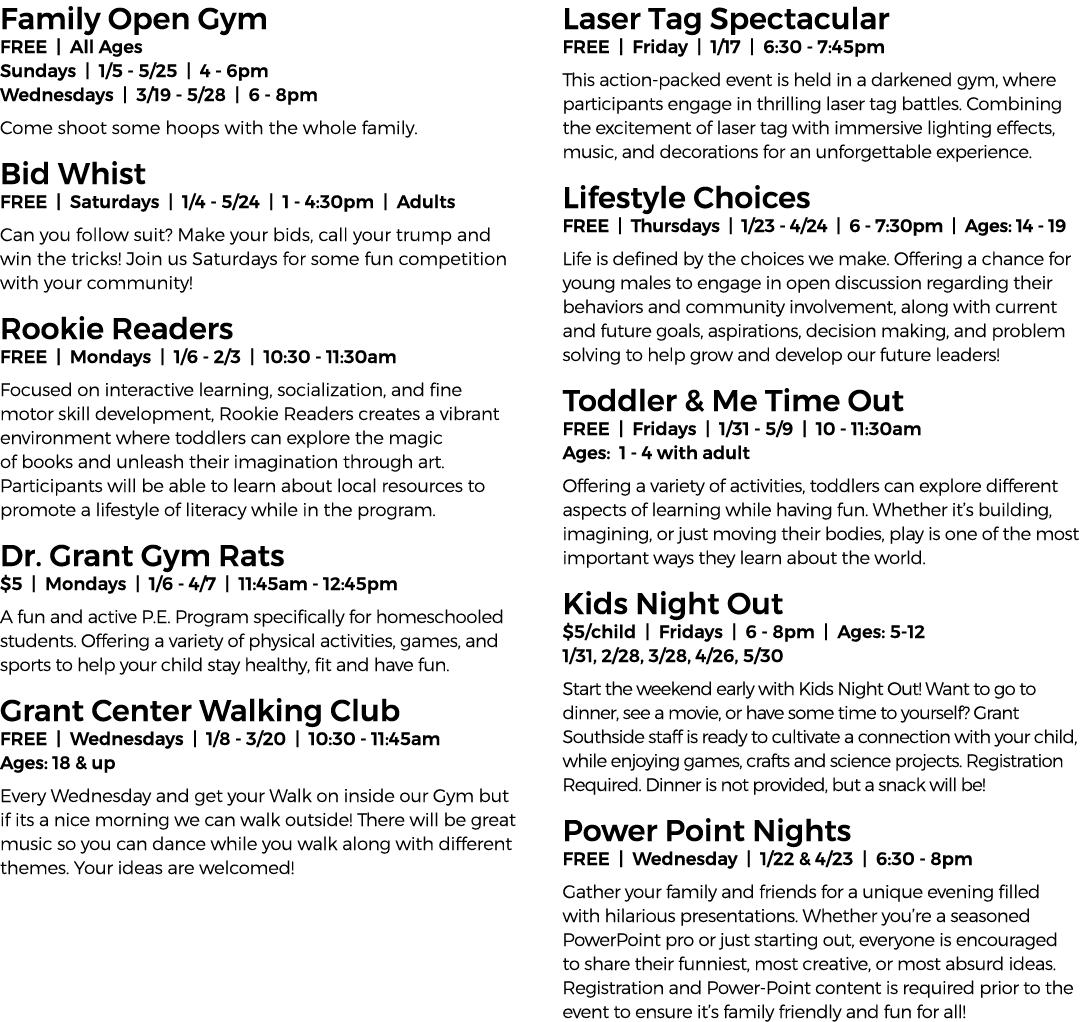 Family Open Gym FREE | All Ages Sundays | 1/5 5/25 | 4 6pm Wednesdays | 3/19 5/28 | 6 8pm Come shoot some hoops with ...
