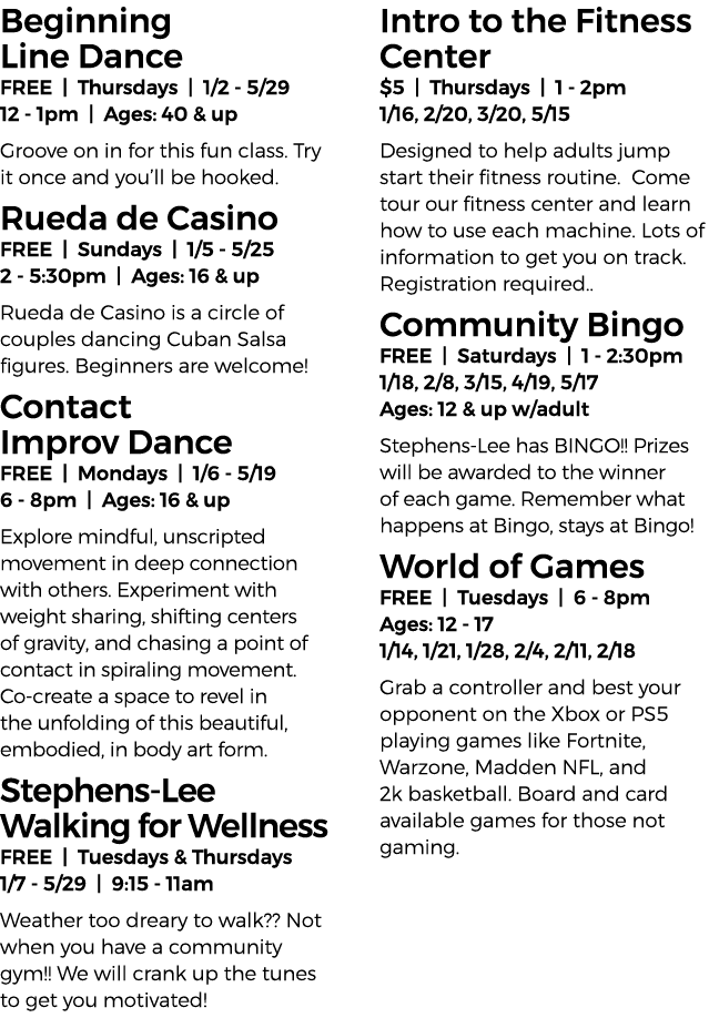 Beginning Line Dance FREE | Thursdays | 1/2 5/29 12 1pm | Ages: 40 & up Groove on in for this fun class. Try it once ...